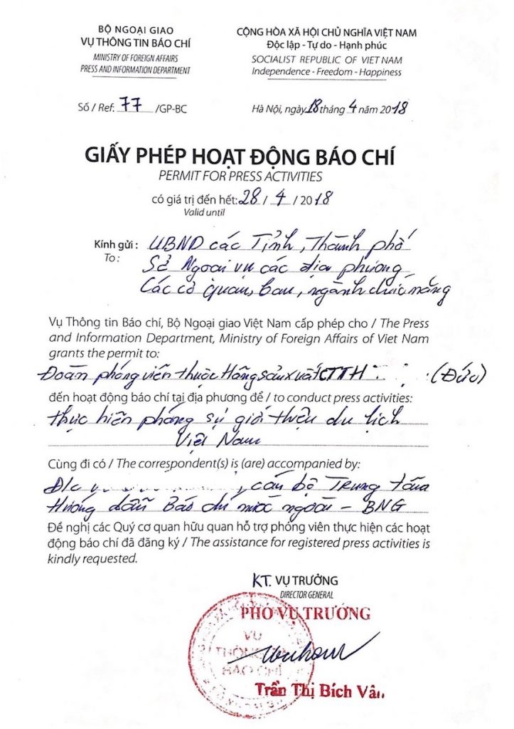 Film permit Vietnam