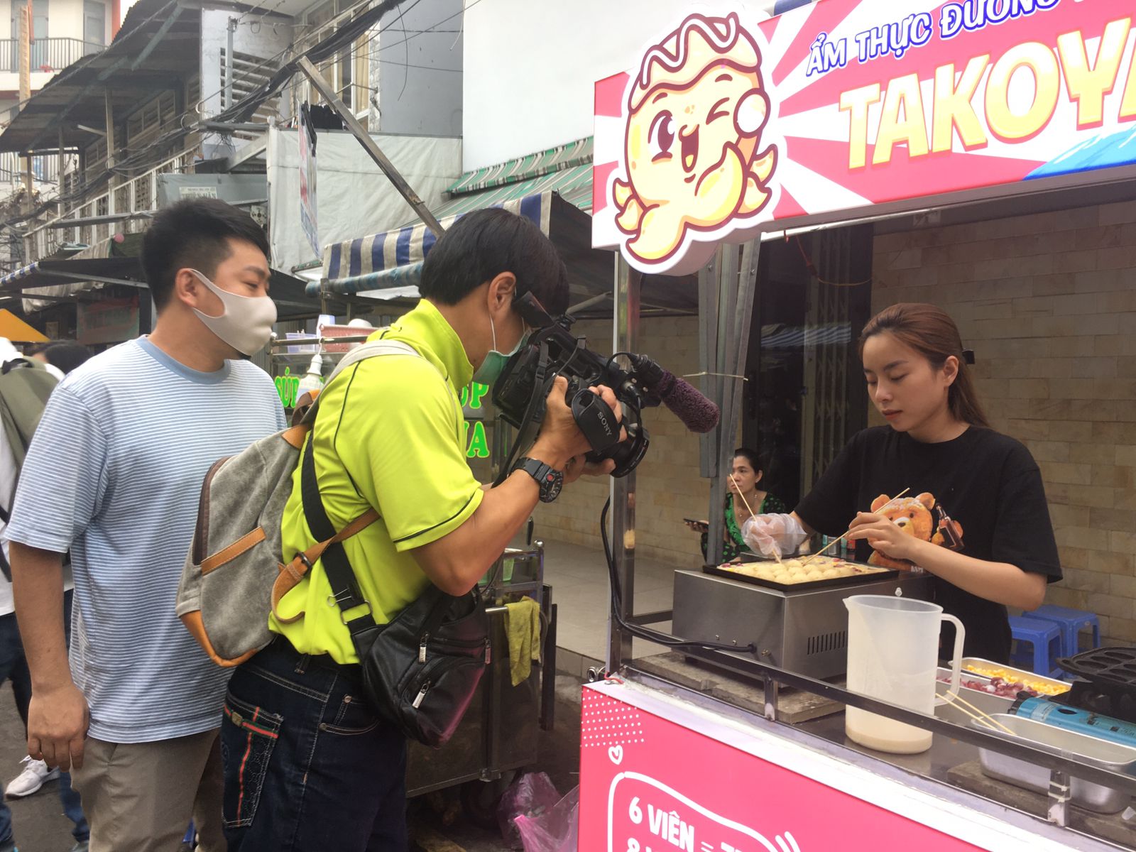 filming japanese food takoyaki saigon ho chi minh city